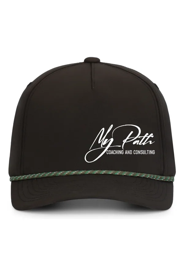 Pacific Headwear Weekender Cap in Black with Gingko (dark green) Rope —