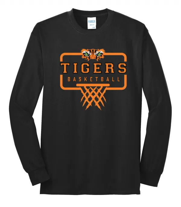 Port Port & Co Long Sleeve Core Blend Tee- Logo 1 in Athletic Heather — PC55LS