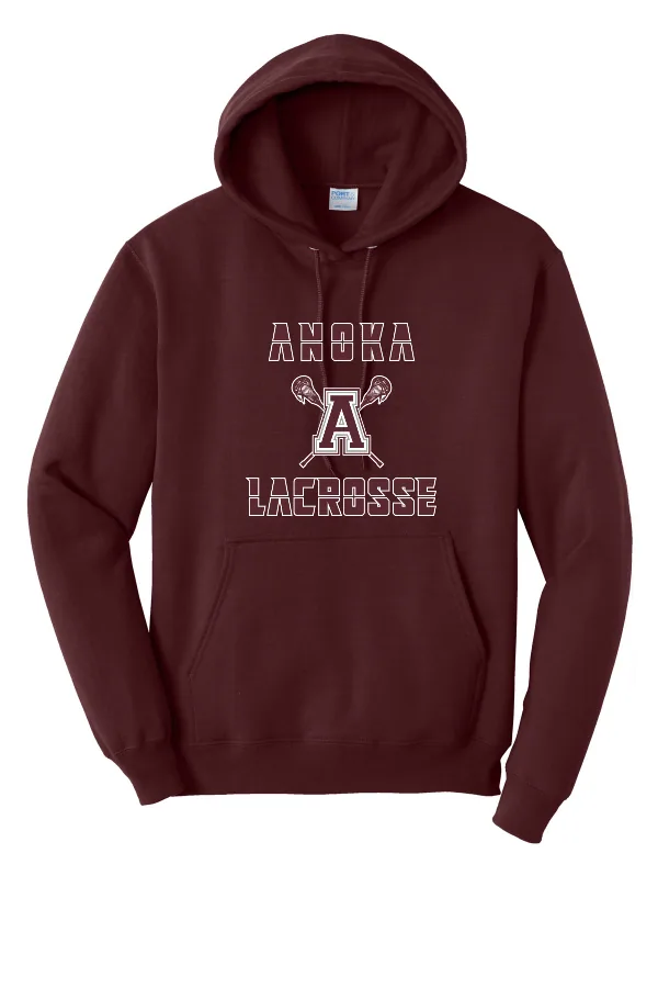 Port Port & Co Core Fleece Pullover Hooded Sweatshirt Logo 3 in Athletic Heather — PC78H