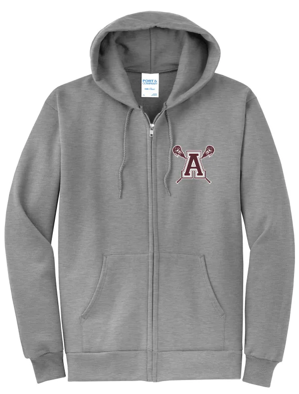 Port Port & Co Core Fleece Full-Zip Hooded Sweatshirt in Athletic Heather — PC78ZH