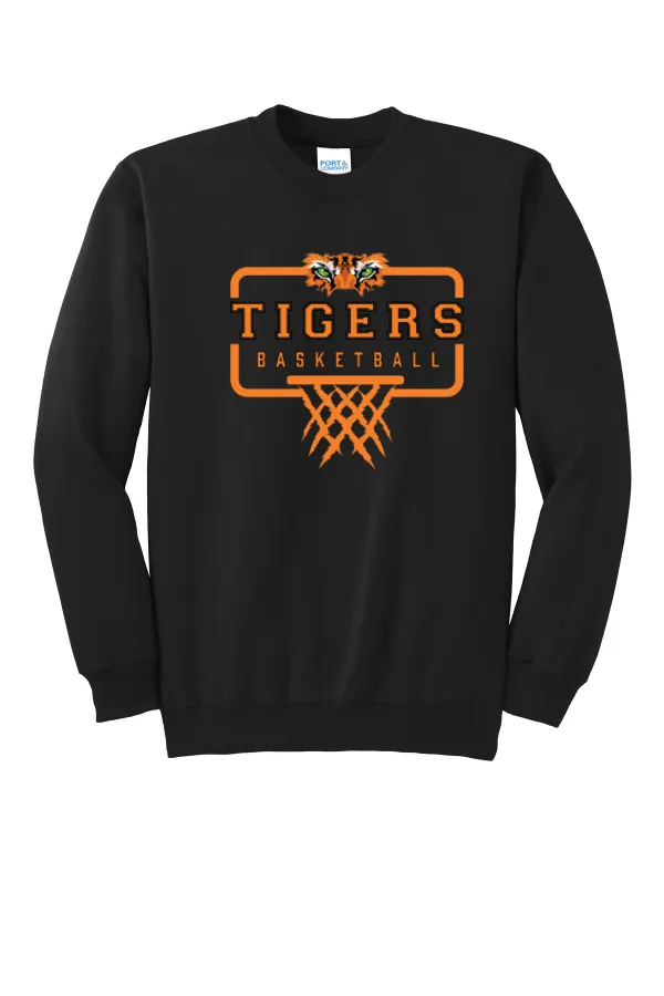 Port Port & Co Essential Fleece Crewneck Sweatshirt- Logo 1 in Athletic Heather — PC90