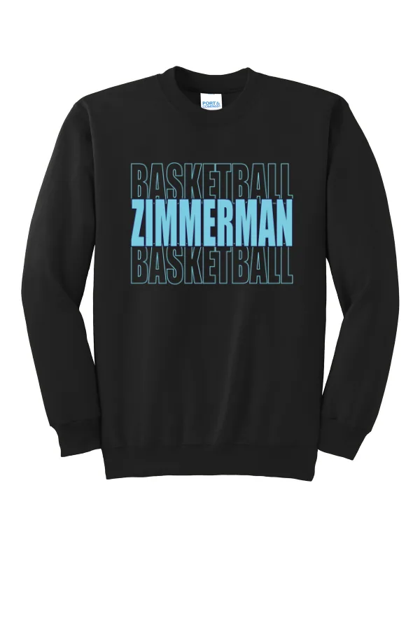 Port Port & Co Essential Fleece Crewneck Sweatshirt Logo 1 in Ash — PC90
