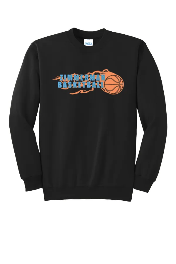 Port Port & Co Essential Fleece Crewneck Sweatshirt Logo 3 in Ash — PC90