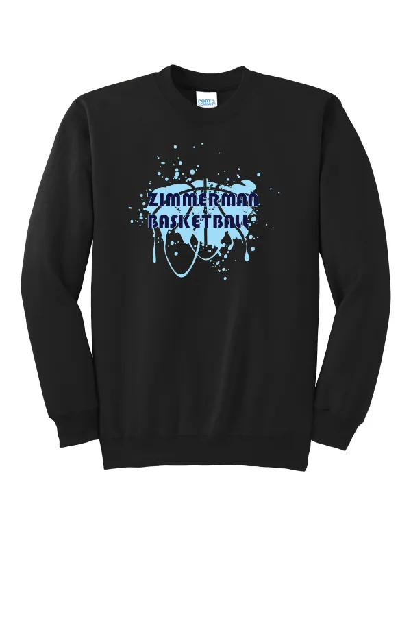 Port Port & Co Essential Fleece Crewneck Sweatshirt Logo 4 in Ash — PC90