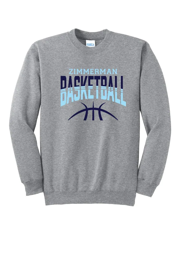 Port Port & Co Essential Fleece Crewneck Sweatshirt Logo 6 in Ash — PC90