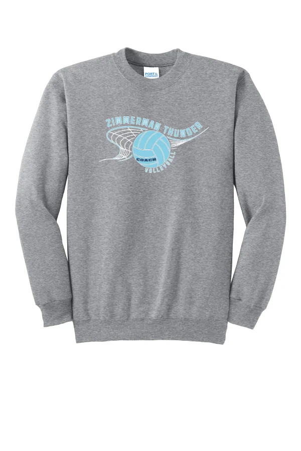 Port Port & Co Essential Fleece Crewneck Sweatshirt LOGO 3 in Athletic Heather — PC90