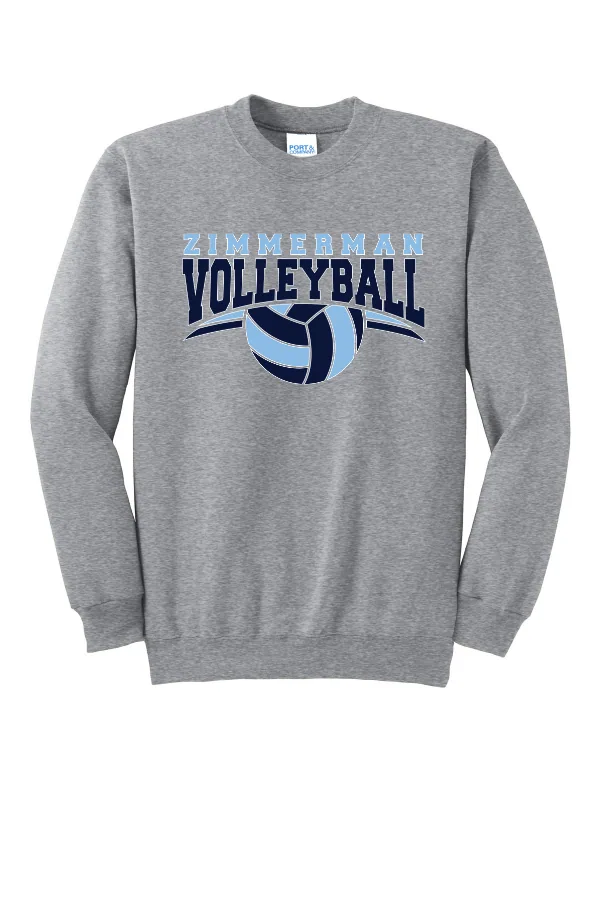 Port Port & Co Essential Fleece Crewneck Sweatshirt LOGO 1 in Athletic Heather — PC90