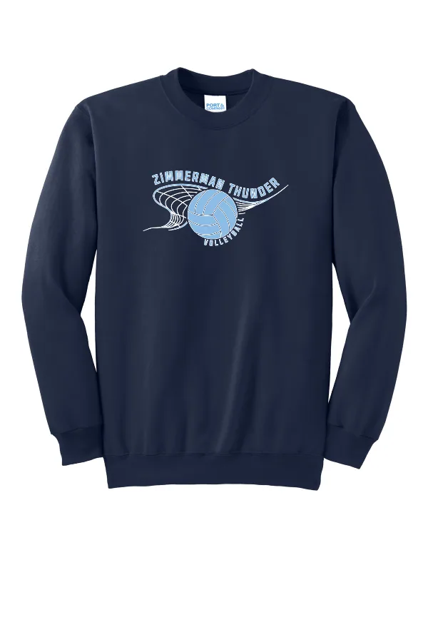 Port Port & Co Essential Fleece Crewneck Sweatshirt LOGO 3 in Athletic Heather — PC90