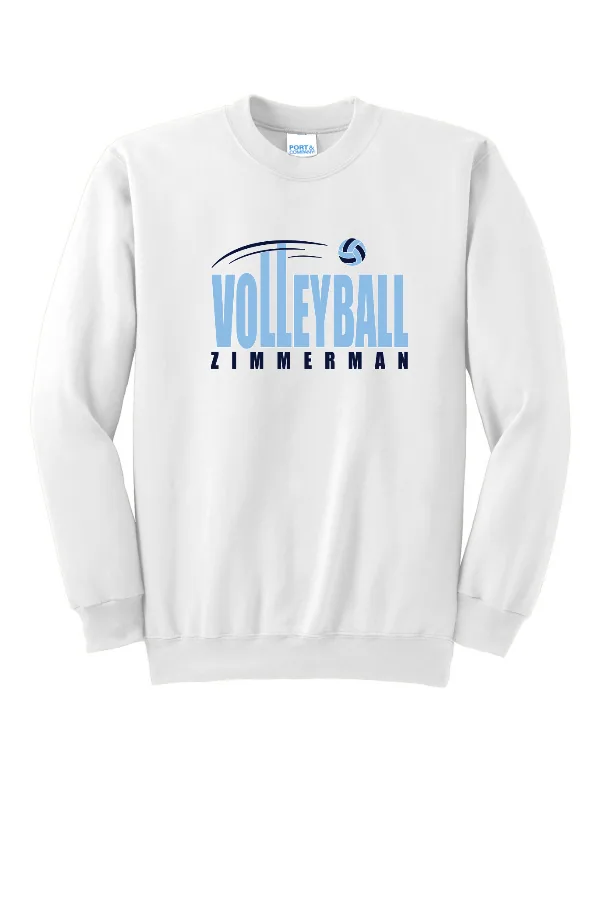 Port Port & Co Essential Fleece Crewneck Sweatshirt Logo 4 in Athletic Heather — PC90