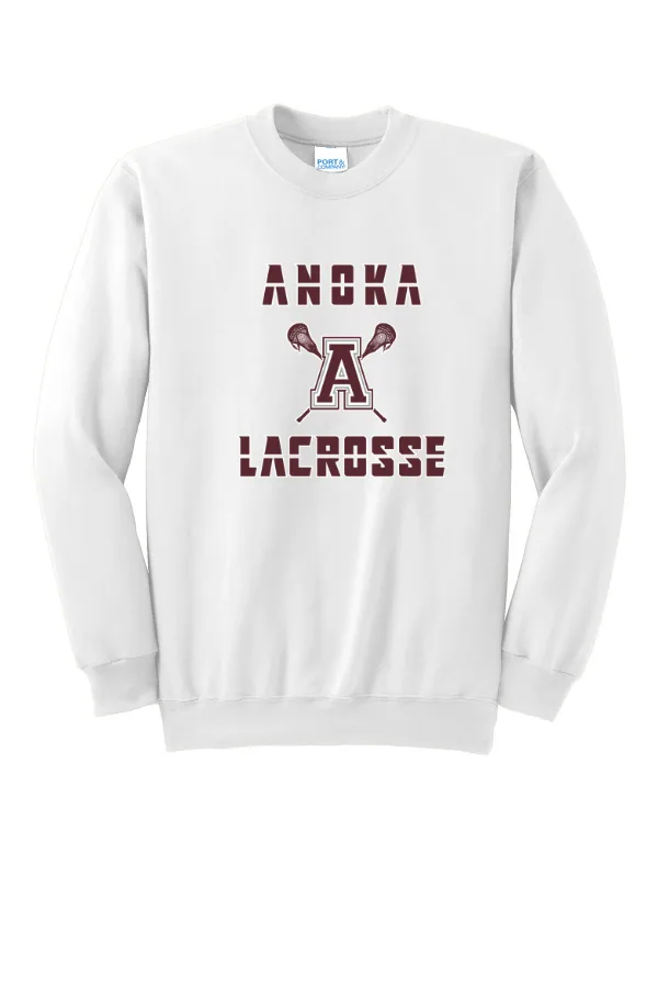 Port Port & Co Essential Fleece Crewneck Sweatshirt Logo 3 in Athletic Heather — PC90