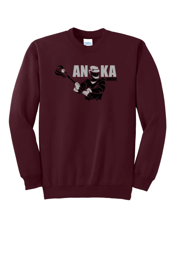 Port Port & Co Essential Fleece Crewneck Sweatshirt Logo 4 in Athletic Heather — PC90