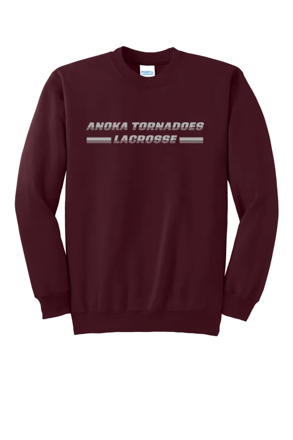 Port Port & Co Essential Fleece Crewneck Sweatshirt Logo 5 in Athletic Heather — PC90