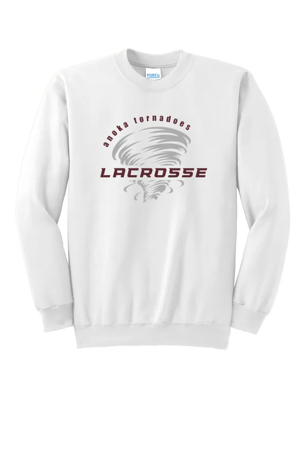 Port Port & Co Essential Fleece Crewneck Sweatshirt Logo 6 in Athletic Heather — PC90