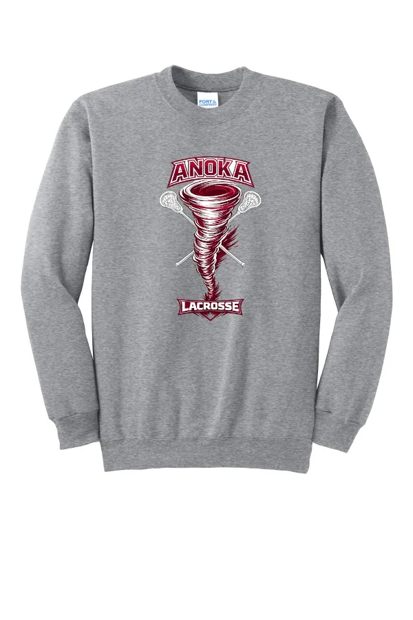 Port Port & Co Essential Fleece Crewneck Sweatshirt Logo 8 in Athletic Heather — PC90