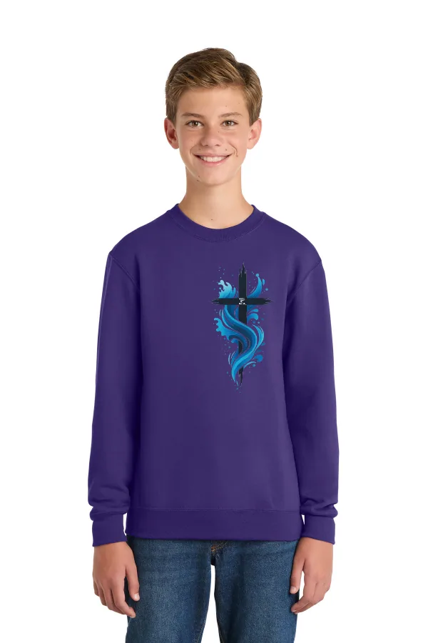 Port Youth Crewneck Sweatshirt Water Logo (Printed) in As Shown — PC90Y