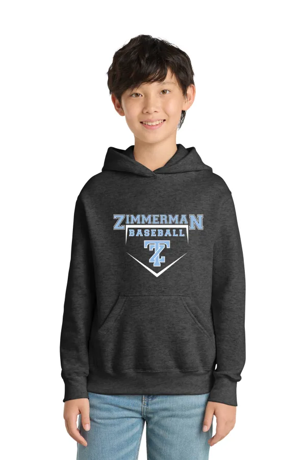 Port Port & Co Youth Core Fleece Pullover Hooded Sweatshirt Logo 5 in As Shown — PC90YH