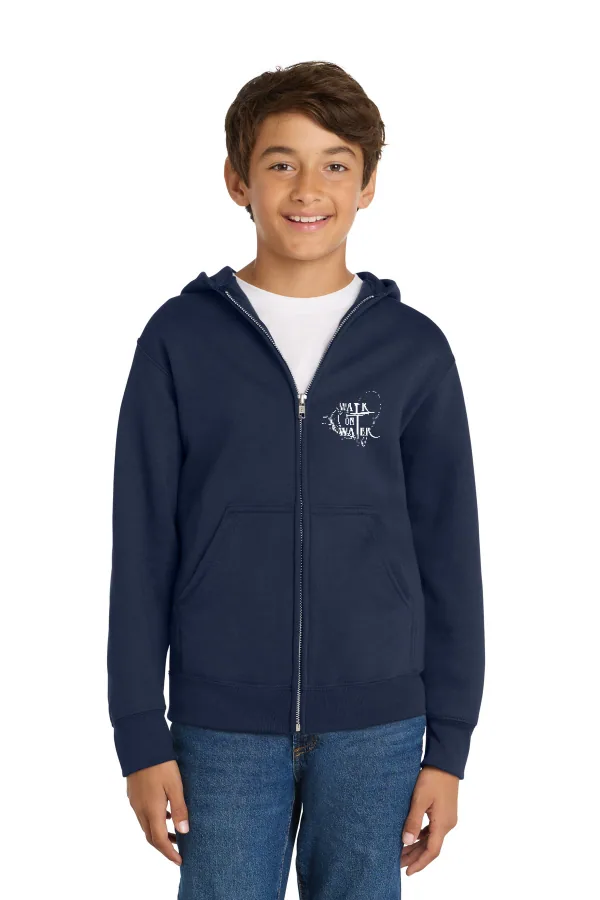 Port Youth Full-Zip Hooded Sweatshirt Main Logo (Printed) in As Shown — PC90YZH