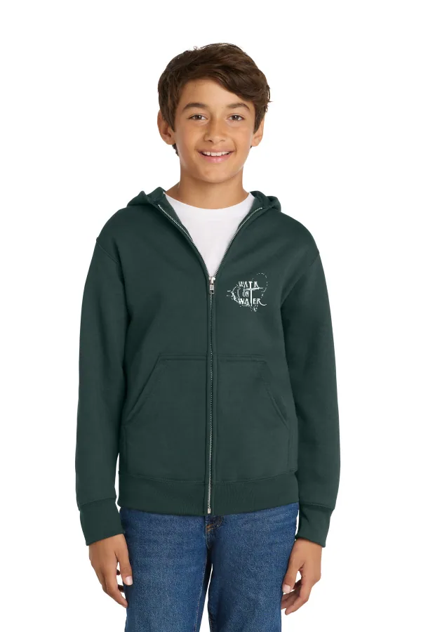 Port Youth Full-Zip Hooded Sweatshirt Heart Logo (Printed) in As Shown — PC90YZH