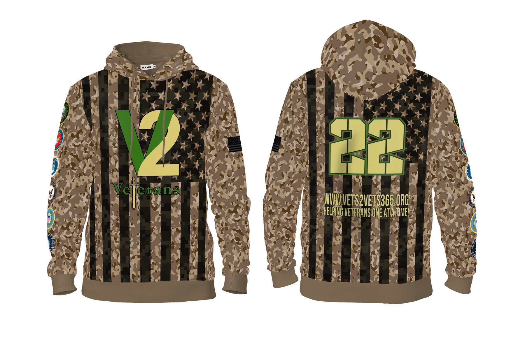 Vets 2 Vets Vets 2 Vets Sublimated Hoodie in As Shown — SH1