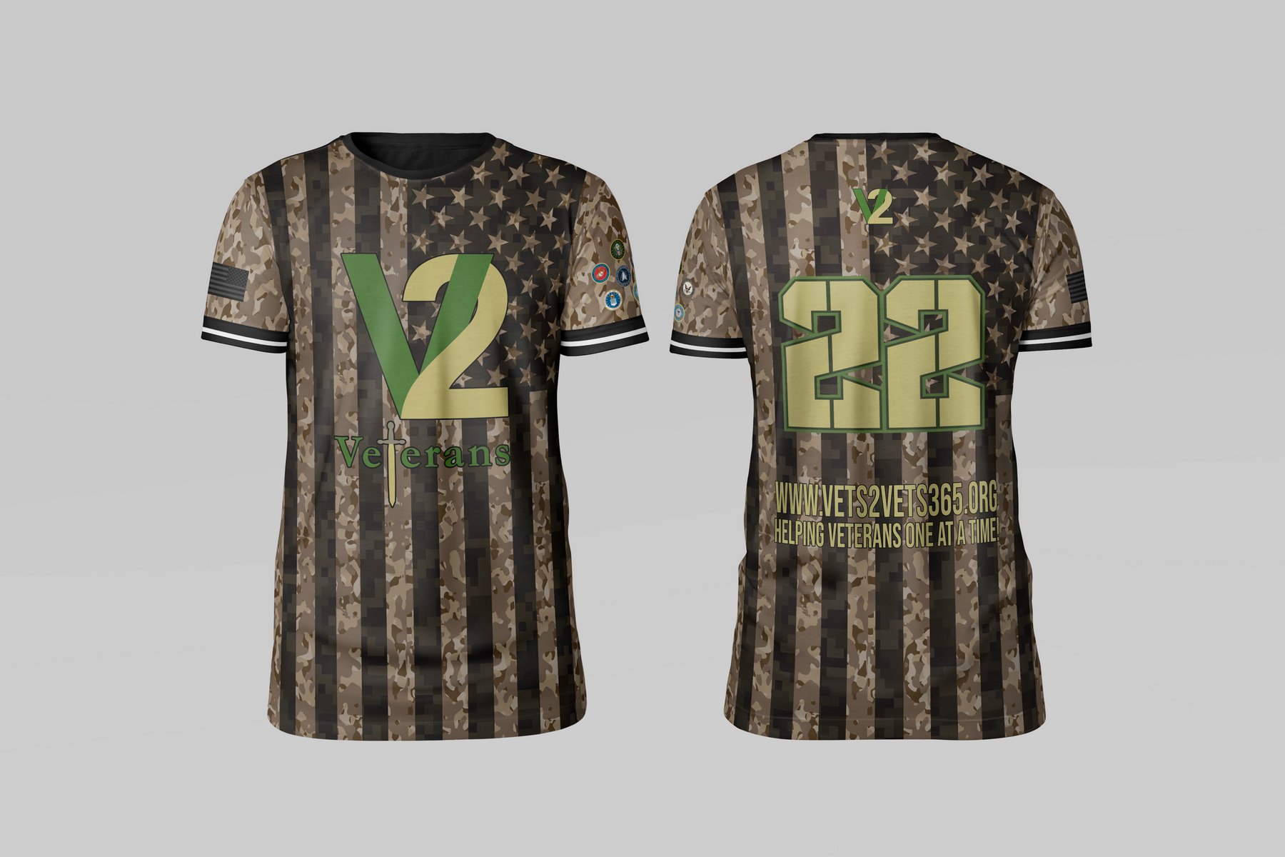 Vets 2 Vets Vets 2 Vets Sublimated Jersey-Style T-Shirt in As Shown — SH2