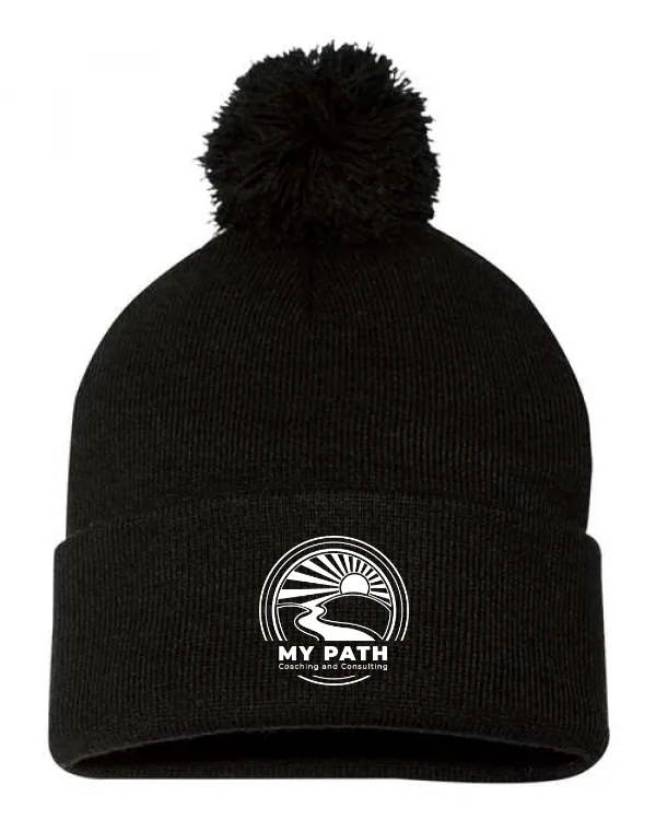 12" Pom-Pom Cuffed Beanie in As Shown —