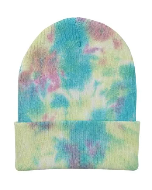 Sportsman 12" Tie-Dyed Cuffed Beanie in Raspberry Mist — SP412