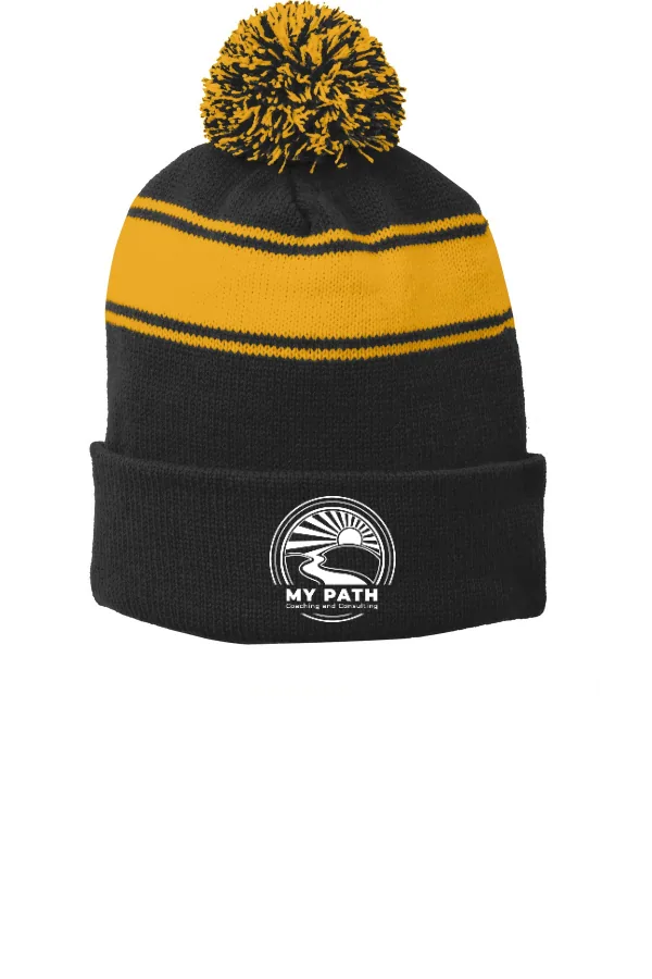 Sport-Tek Stripe Pom Pom Beanie in As Shown — STC28