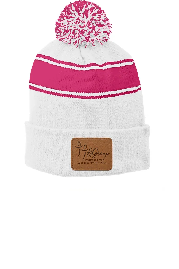 Sport-Tek Stripe Pom Pom Beanie in As Shown — STC28