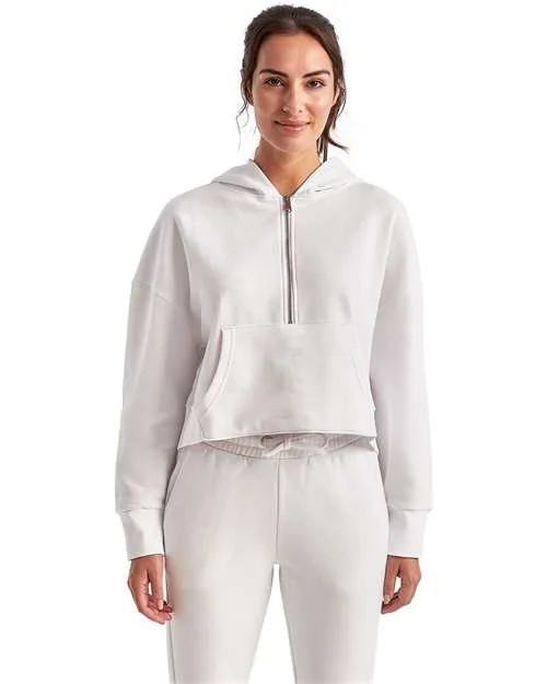 TriDri Women's Alice Half-Zip Hooded Sweatshirt in White — TD077