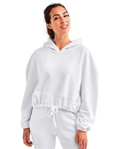TriDri Women's Cropped Maria Hooded Sweatshirt in White — TD085