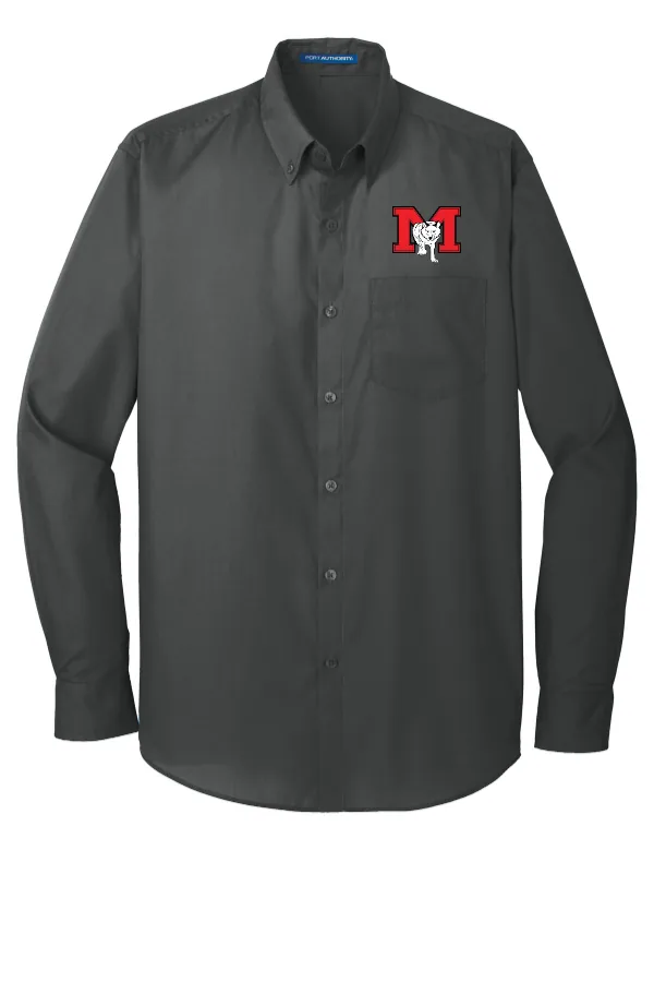 Port Long Sleeve Carefree Poplin Shirt in Graphite — W100