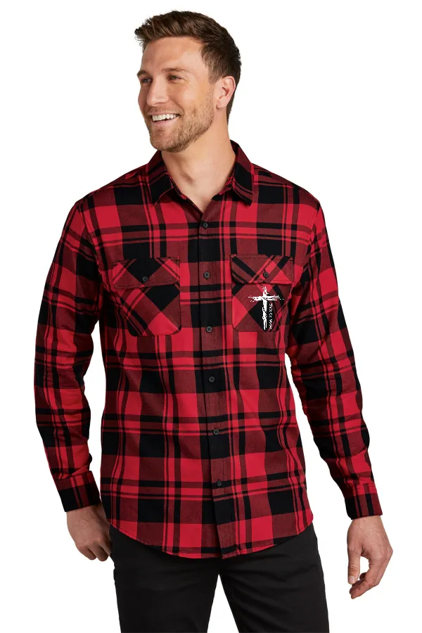 Port Men's Plaid Flannel Shirt Water Drip Logo (Printed) in As Shown — W668