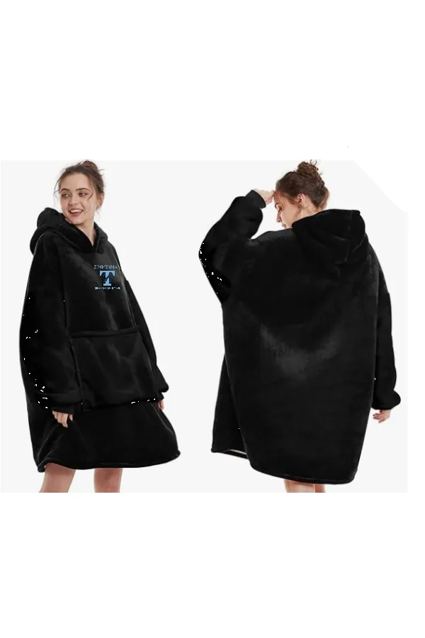Wearable Wearable Blanket Hoodie. Embroidered. in Aqua —